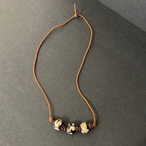 SURFER BEADED LEATHER CORD NECKLACE